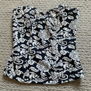 Embroidered Style Black & White Corset / Bustier - Vintage Look